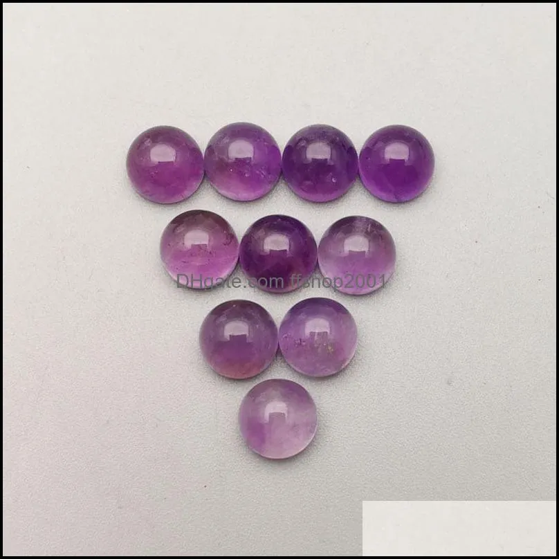 natural stone 6mm 8mm 10mm 12mm round amethyst loose beads cabochons flat back for necklace ring earrrings jewelry accessory