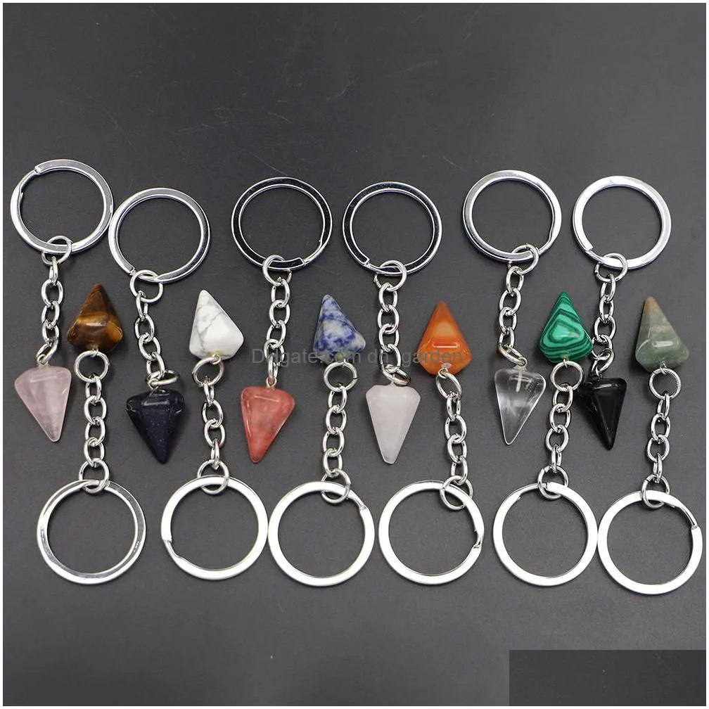 natural stone love heart keychains key rings healing crystal car decor keyrings keyholder for women men whoelsale
