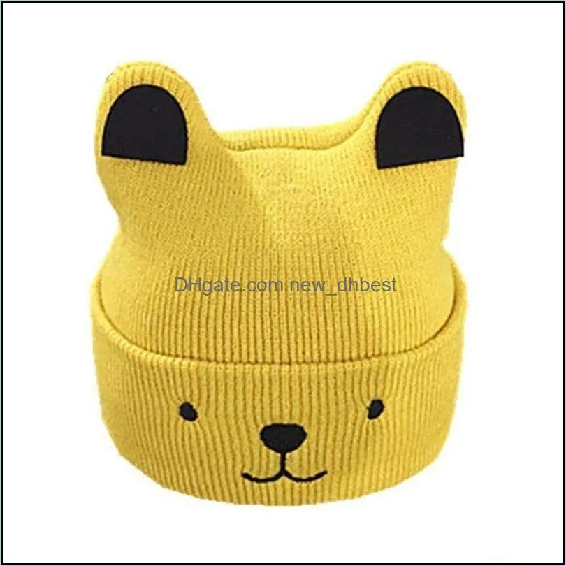 baby cartoon beanie spring autumn hat for boys girls knitted cap winter warm solid color children hat