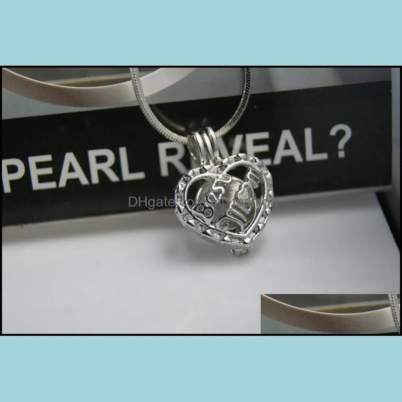 fashion love pearl heart cage pendants hollow letter mom lockets charm in silver plated fit necklace jewelry in bulk wholesale