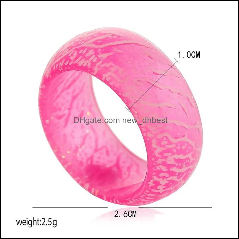 fashion colorful luminous resin ring women men fluorescent glowing rings jewelry glow in the dark finger band halloween