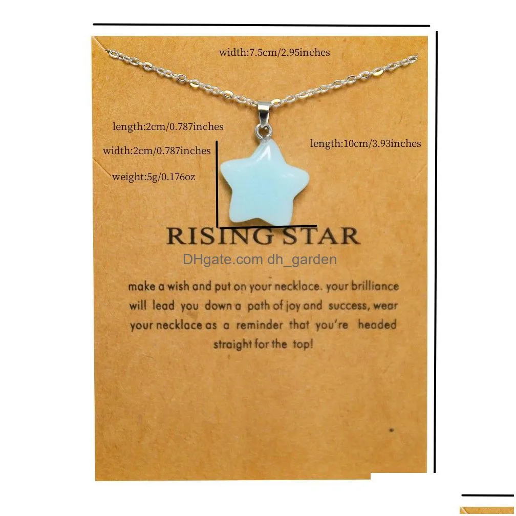 rising star luminous stone pendant blue green glow light in the dark necklace for jewelry making with card