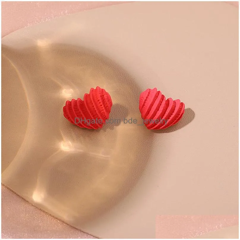 fashion jewelry s925 silver post rose red heart earrings cute heart stud earrings