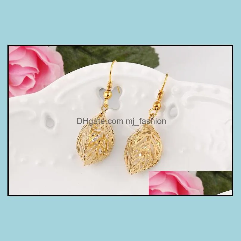 fashion jewelry earrings hollow double sided leaves dangle chandelier earrings for women ladies wedding drop earring