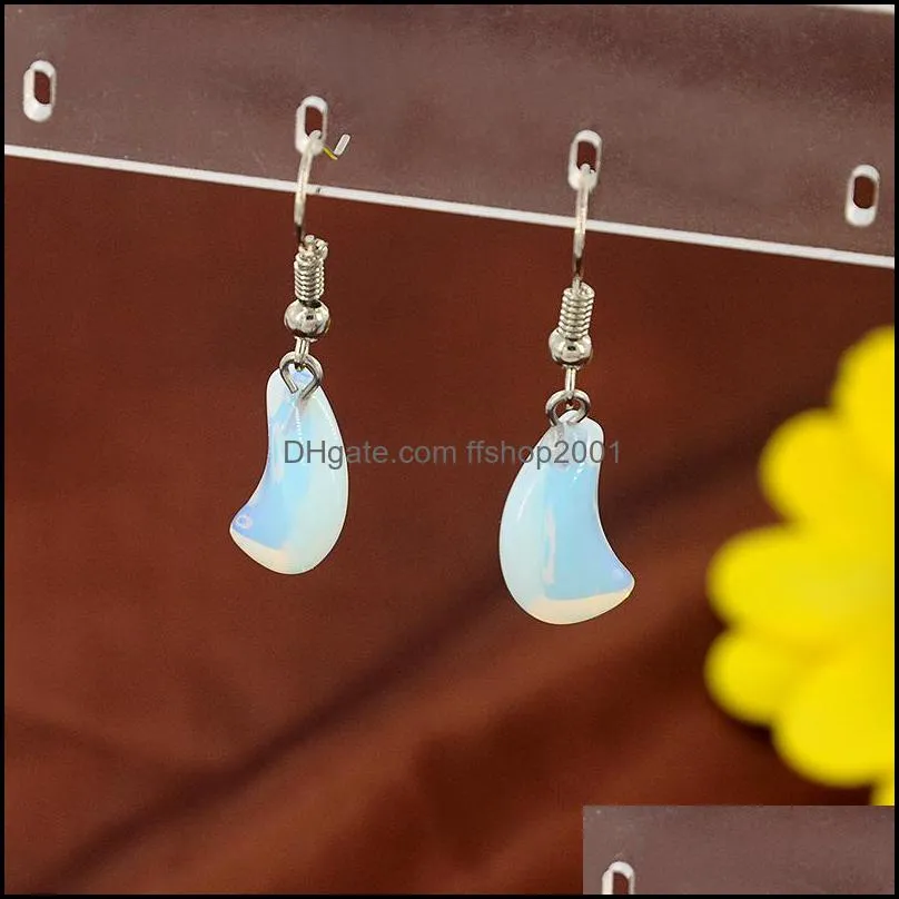  simple charm drop dangle earrings womens earrings lovely small moon shaped moonstone crystal sea opal earring