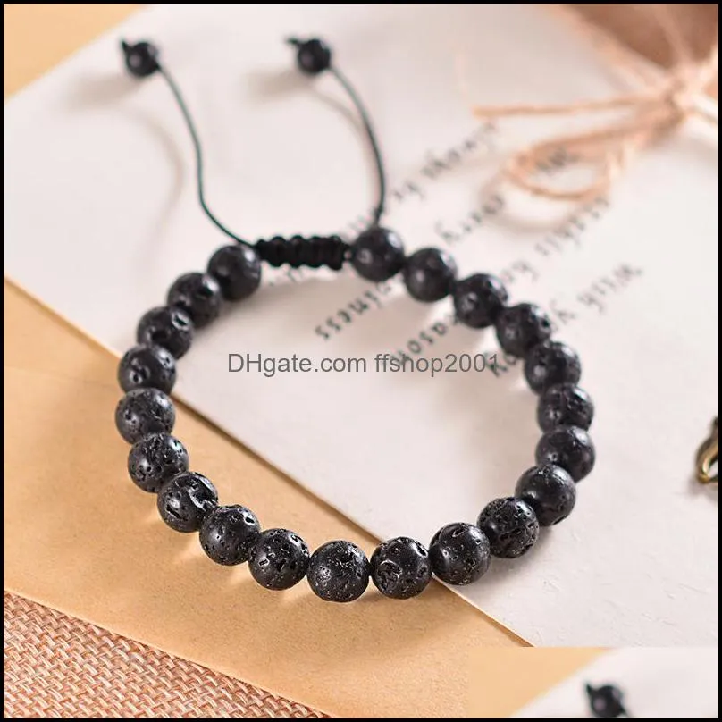 8mm black lava stone weave bracelets aromatherapy essential oil diffuser bracelet for women men jewelry