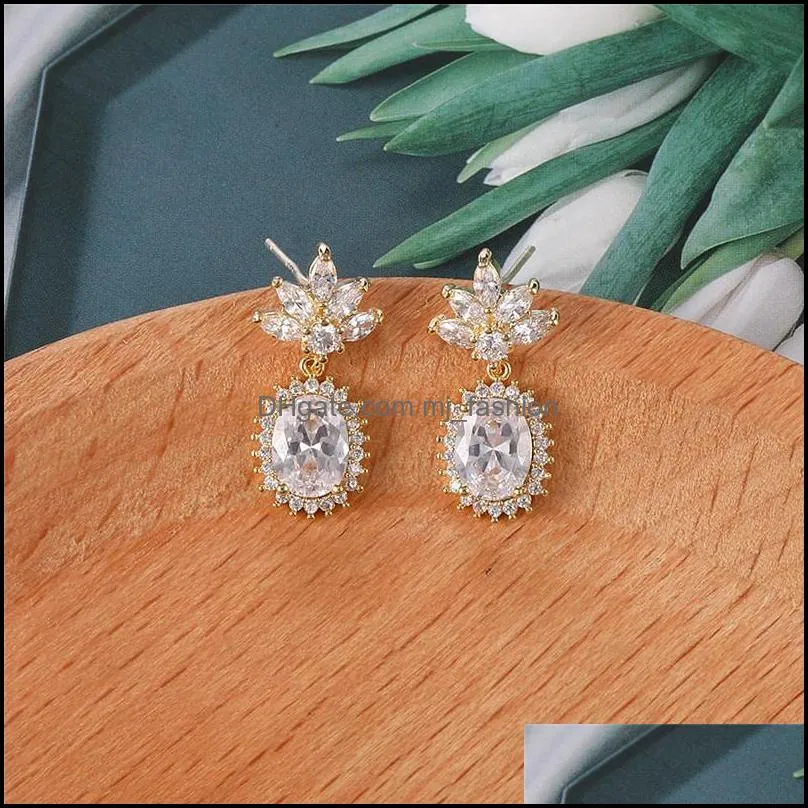 high quality classic water drop shaped cubic zirconia crystal earrings 925 sterling silver needle for women girls christmas gift