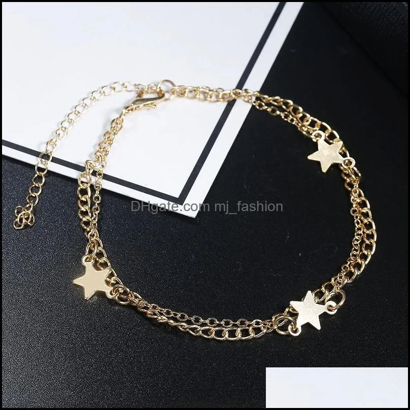 high quality fashion pentagram doublelayered anklet bracelet designer jewelry women anklet