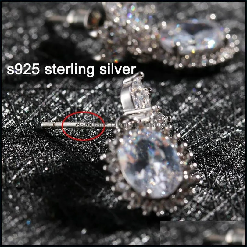 high quality classic water drop shaped cubic zirconia crystal earrings 925 sterling silver needle for women girls christmas gift