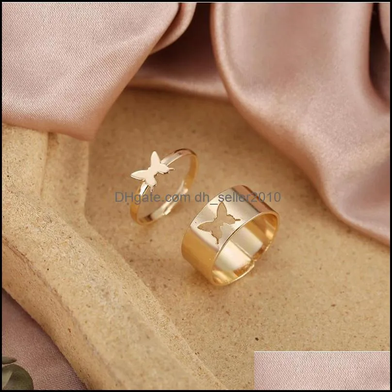 trendy gold butterfly rings for women men lover couple rings set friendship engagement wedding open ring 2021 jewelry wholesale