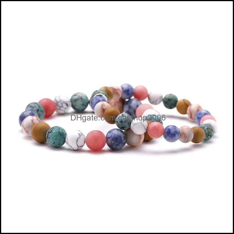 8mm frosted stone bracelet for men fashion natural stones beads bracelets chakra yoga bangle jewelry women gift h2a z