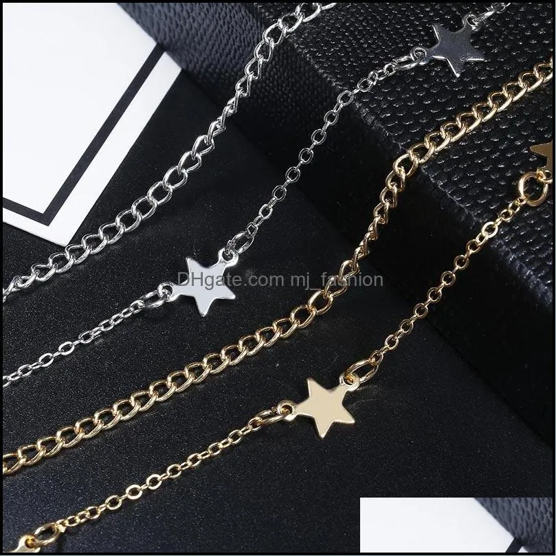 high quality fashion pentagram doublelayered anklet bracelet designer jewelry women anklet