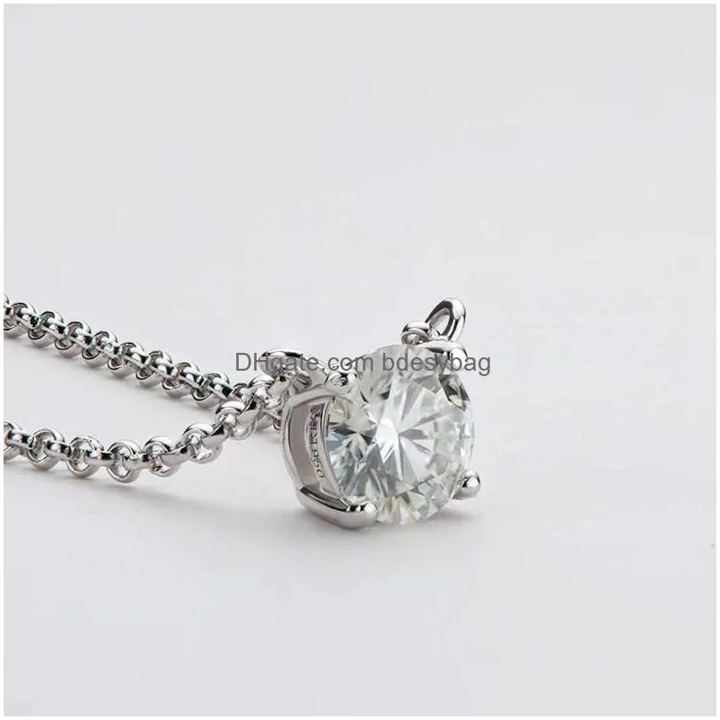 other trendy 1 d color round moissanite necklace 925 silver jewelry gold plated gra clavicle birthday giftother