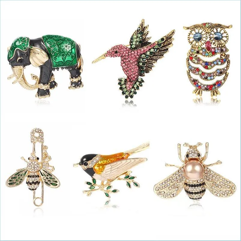 cute bee flower brooches pins fashion crystal rhinestone big bee safety pin inlayed shirt dress clothes brooches jewelry accessorie