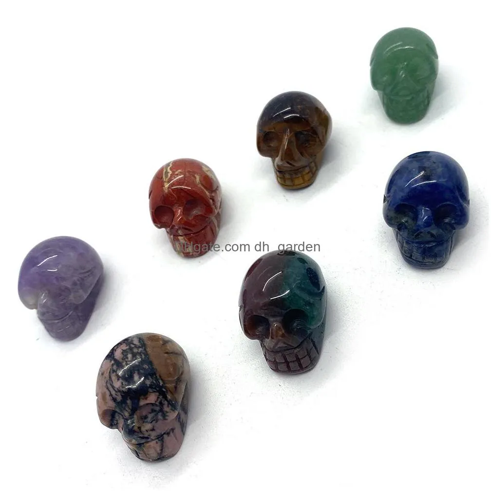 natural crystal stone ornaments skull carved skeleton shape reiki healing quartz mineral tumbled gemstones hand piece home decoration accessories gift