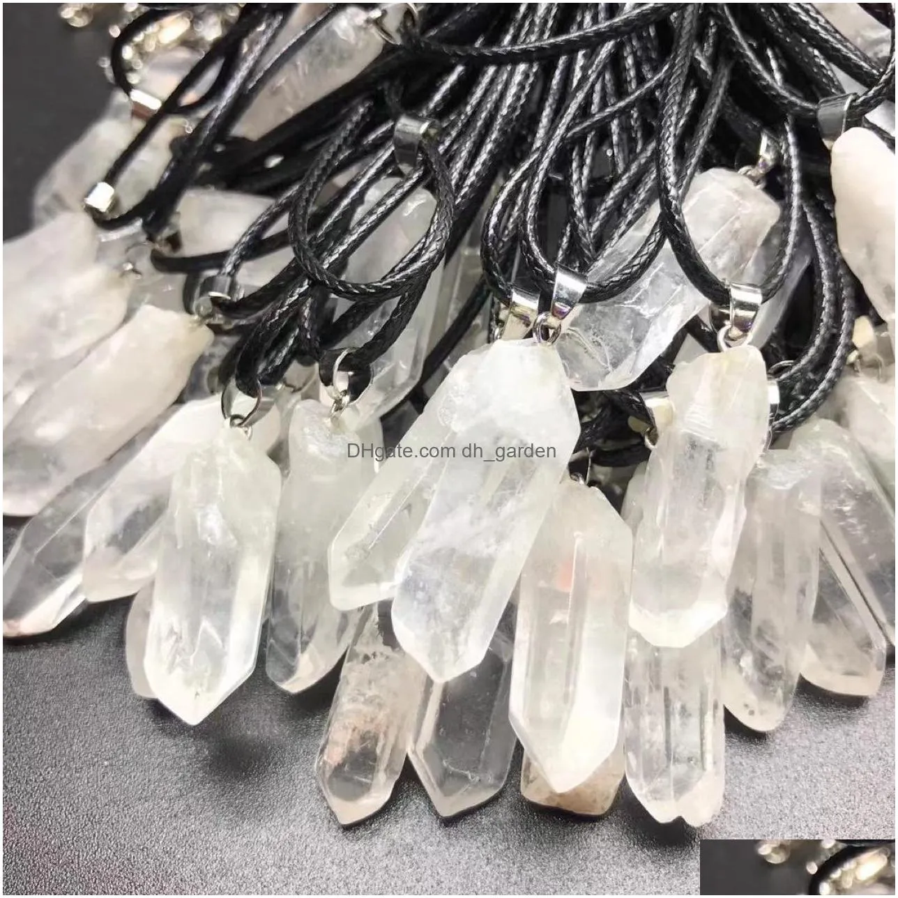 natural irregular rough white crystal pendant pillar stone necklaces healing gemstone charms necklace women jewelry
