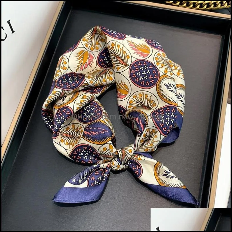 53x 53cm square silk scarf women fashion print small neck scarfs office lady hair band hand kerchief female