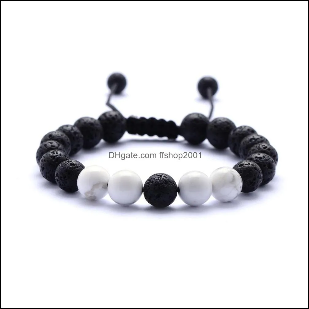 natural turquoise black lava stone bead weave perfume bracelet aromatherapy  oil diffuser bracelet for women men jewelry