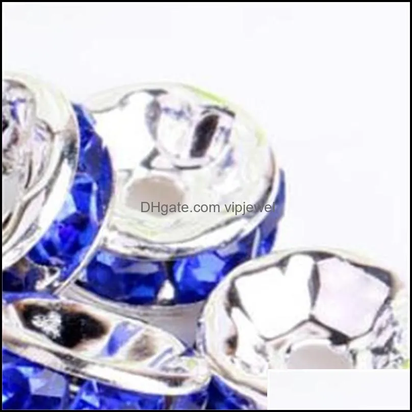 coalt blue 200pcs/lot silver plated rhinestone crystal round beads spacers beads 6mm 8mm 10mm czech crystal beads 3 w2