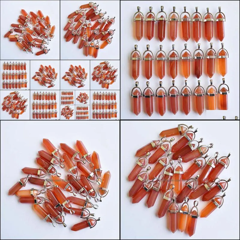 natural stone red onyx bullet shape charms point chakra pendants for jewelry making diy necklace earrings