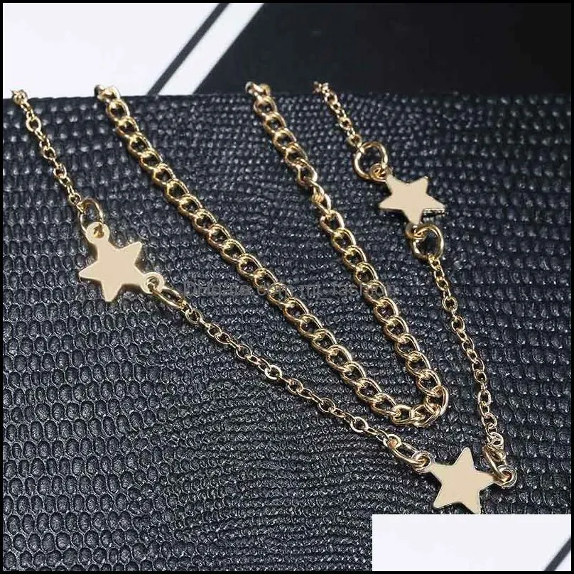 high quality fashion pentagram doublelayered anklet bracelet designer jewelry women anklet