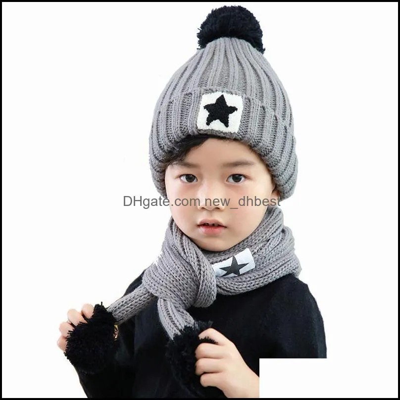 Hats Scarves Sets Winter Soft Fleece Knit Hat Scarf Set Kids Novelty Thickened Beanie For Birthday Gift Drop Delivery Fashion Acce Otk5Q