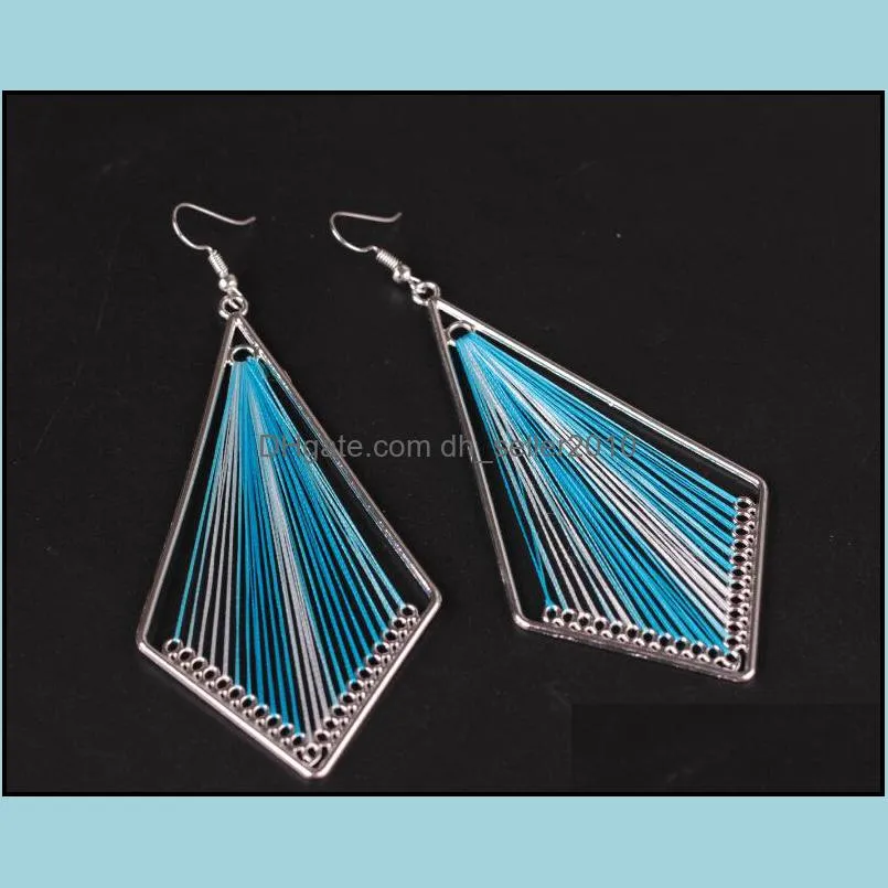 fashion handmade silk thread diy bohemian earrings for women creative geometric earrings girls party dangle earrings