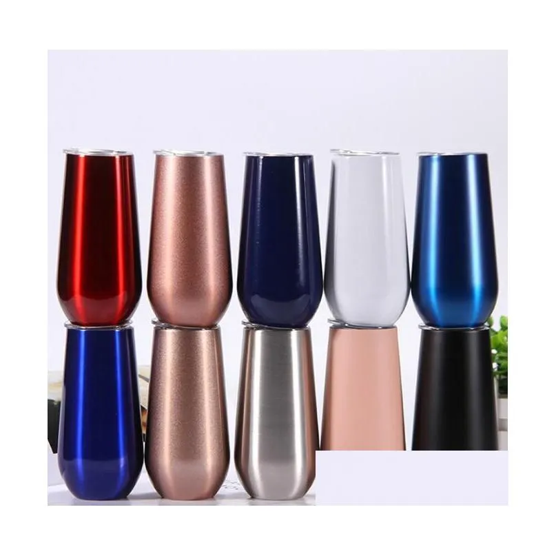 ups 6oz champagne flutes wine tumbler stainless steel vaccum insulated egg cup beer wine drinking with lids