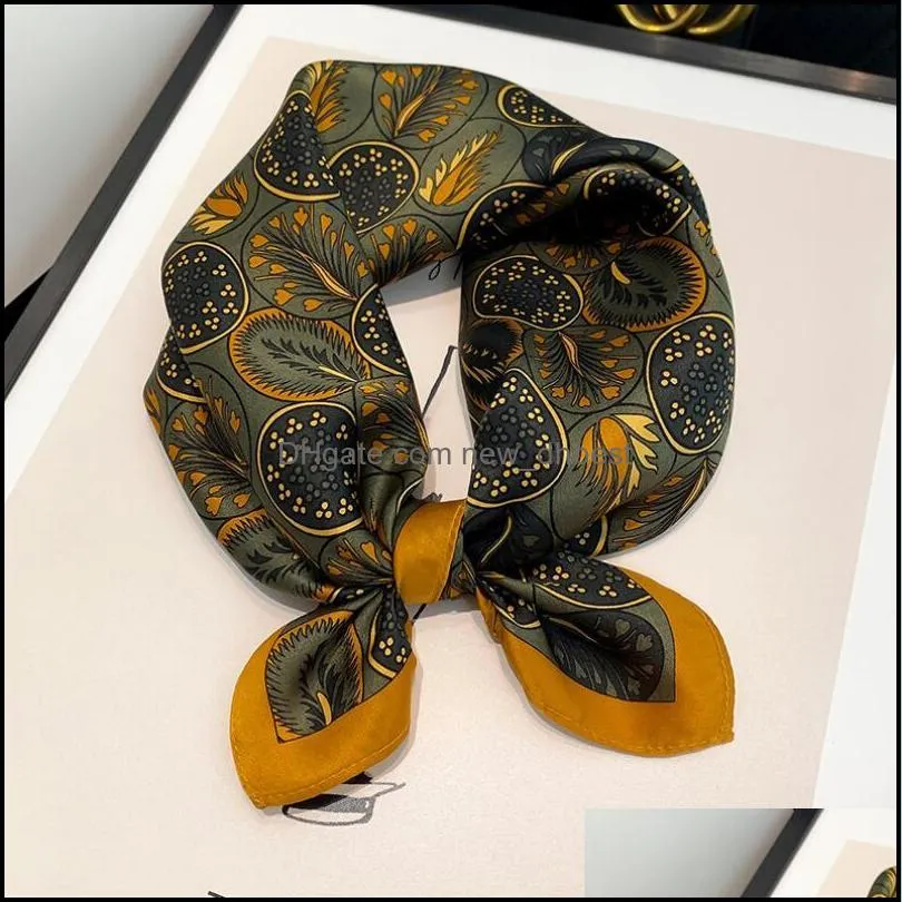 53x 53cm square silk scarf women fashion print small neck scarfs office lady hair band hand kerchief female