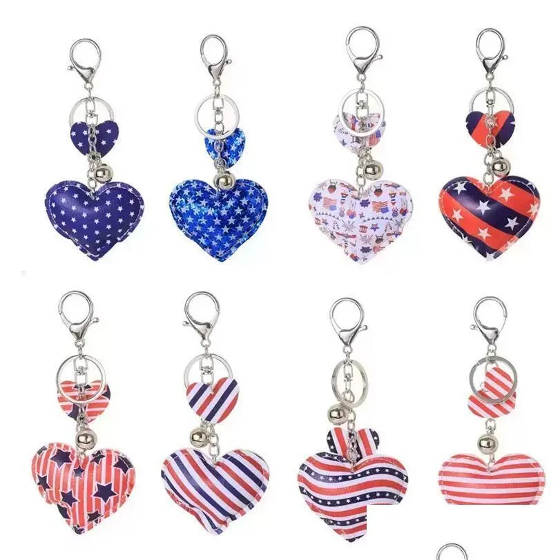 orders heart shape key ring independence day flag party favor colorful american flag keychains independence day key chain souveni