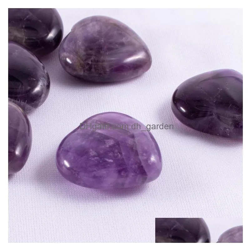 amethyst heart ornaments natural quartz stone naked stones hearts decoration hand handle pieces diy necklace accessories 30x30x12mm