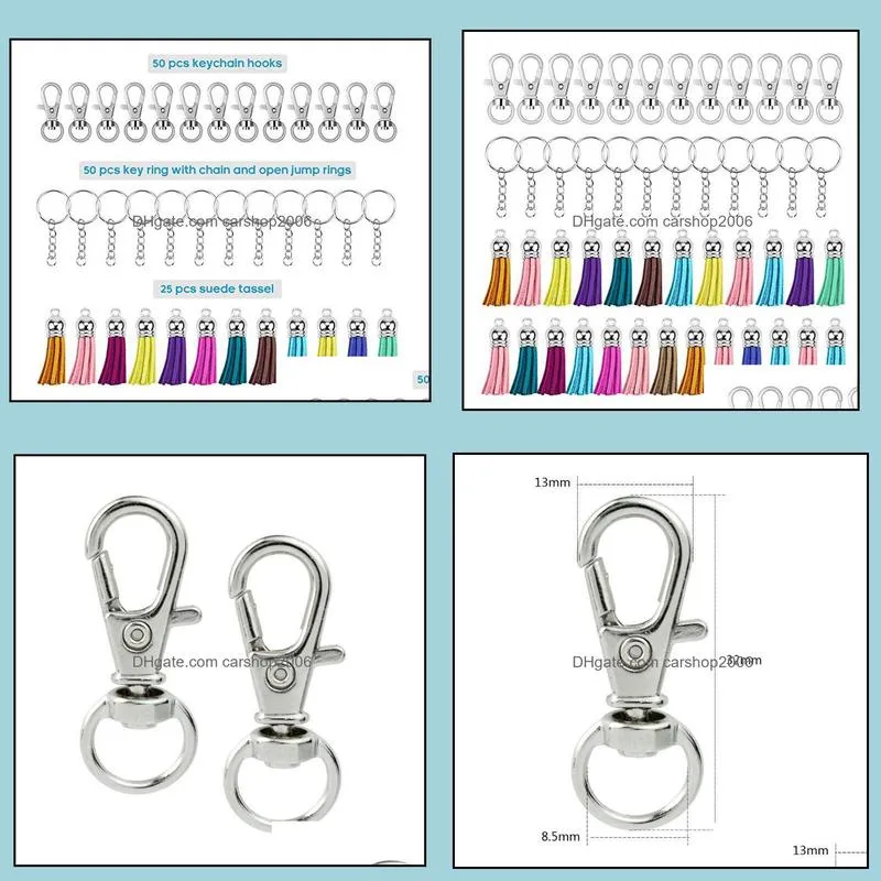 diy tassel keychain circle rings for car keychains pendant keyrings with chain swivel hooks jump ring key decoration n66y f