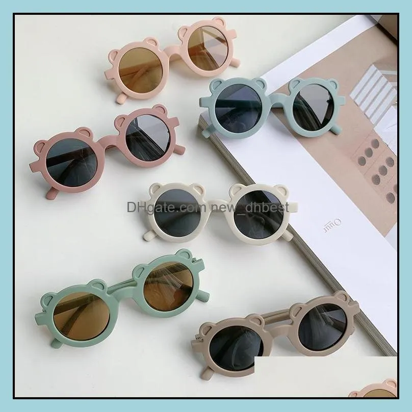 cute cartoon lovely kids sunglasses bear shape frame girls children sun glasses round street beat baby boy eyeglasses