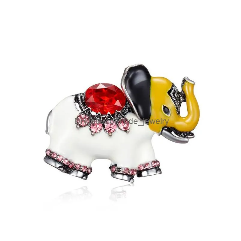 fashion jewelry cartoon elephant brooch rhinstone colorful glaze elephant brooch