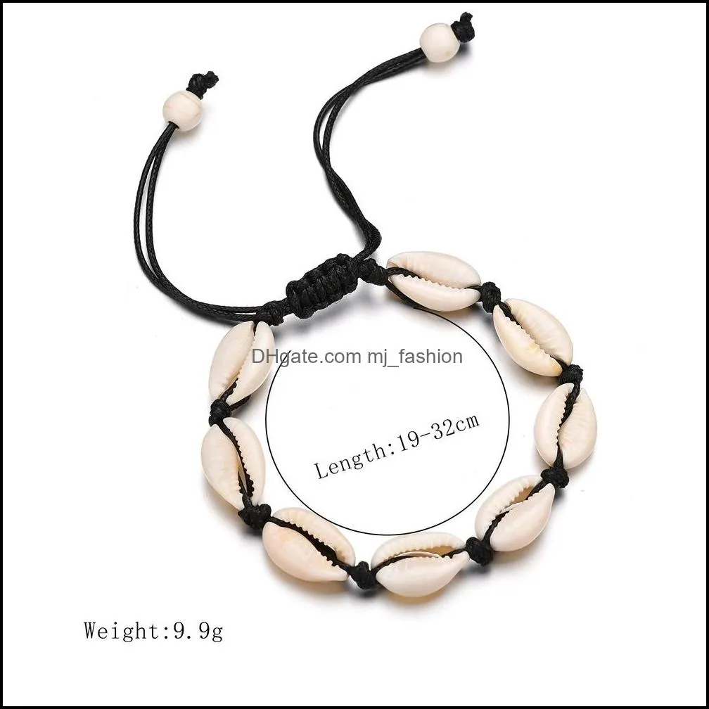 trendy handmade sea shell charm bracelets for women bohemian beach seashell string rope chains fashion boho jewelry gift