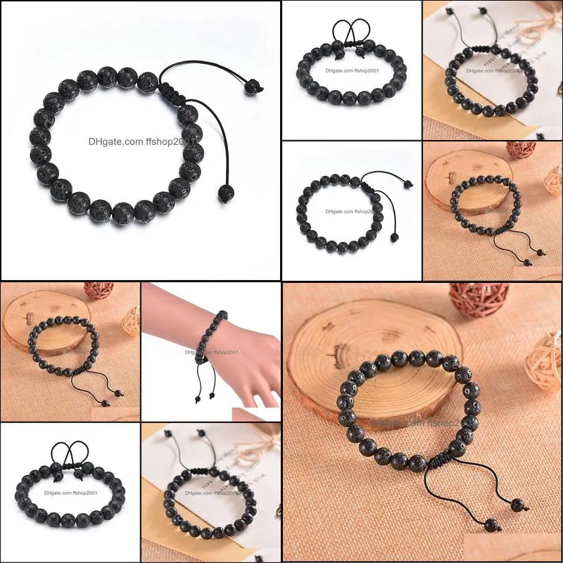 8mm black lava stone weave bracelets aromatherapy essential oil diffuser bracelet for women men jewelry