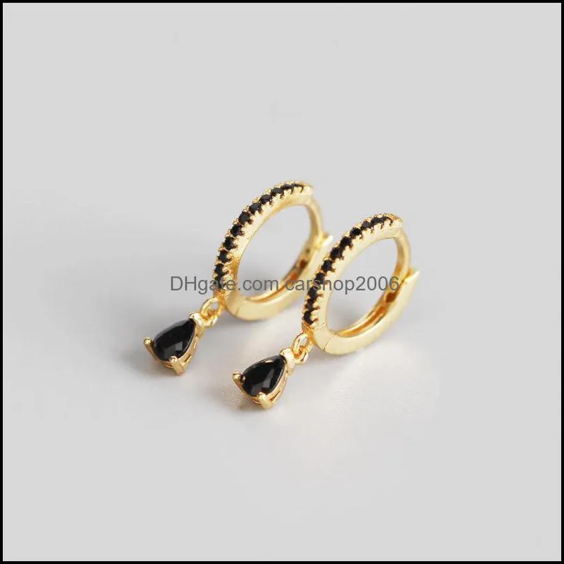 rhinestone dangle hoop earring 925 sterling silver cz drop huggie cartilage earrings set for women girls jewelry accessories