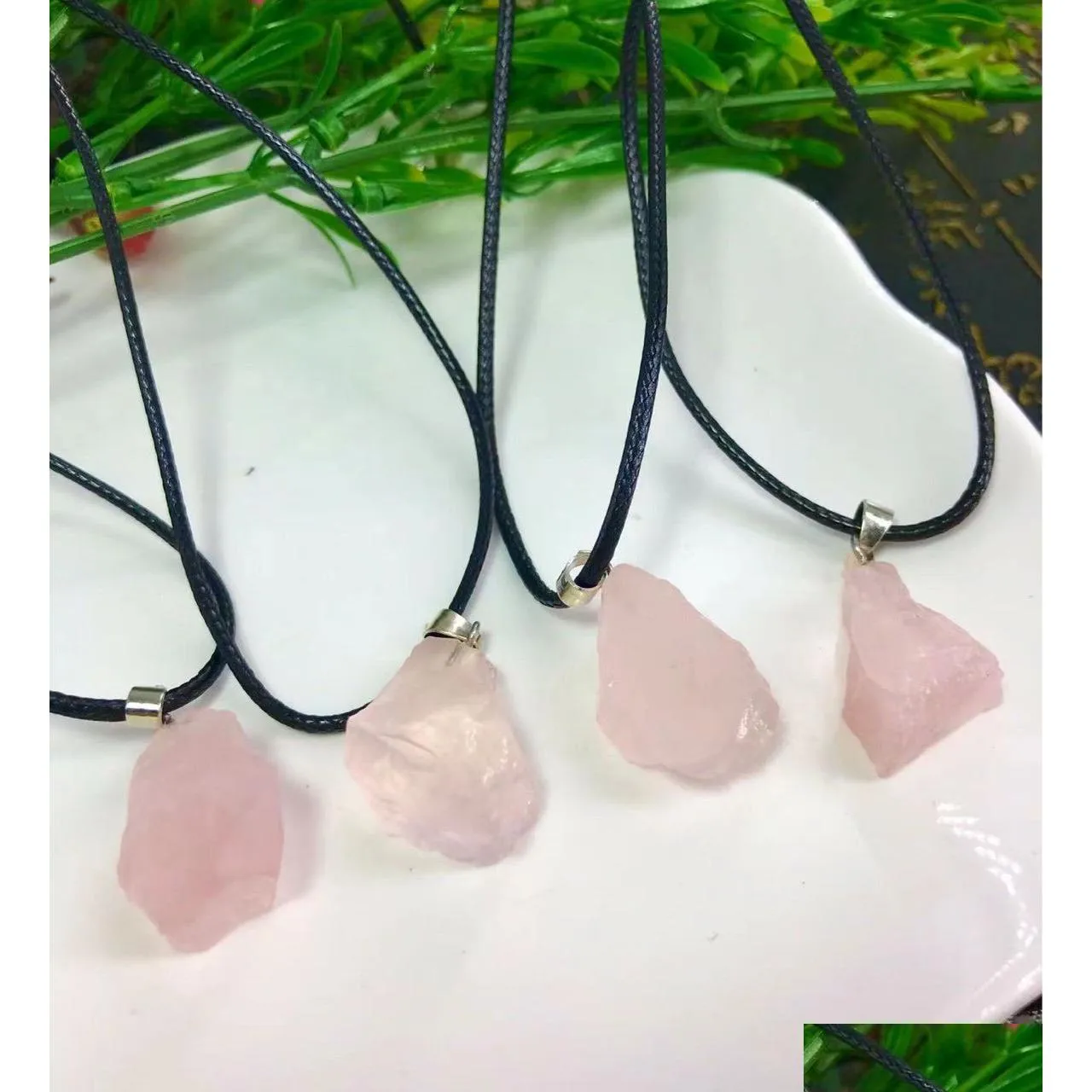 natural irregular pink rough stone necklaces healing rose quartz crystal gemstone pendant necklace women jewelry