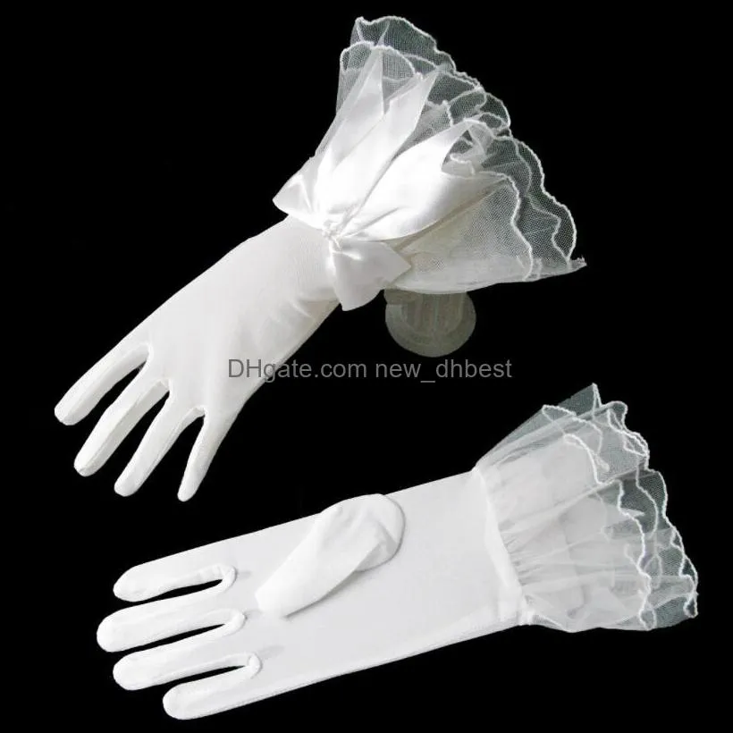 white black red beige short wedding gloves five fingers women elegant lace glove for bridal accessories 1 pair