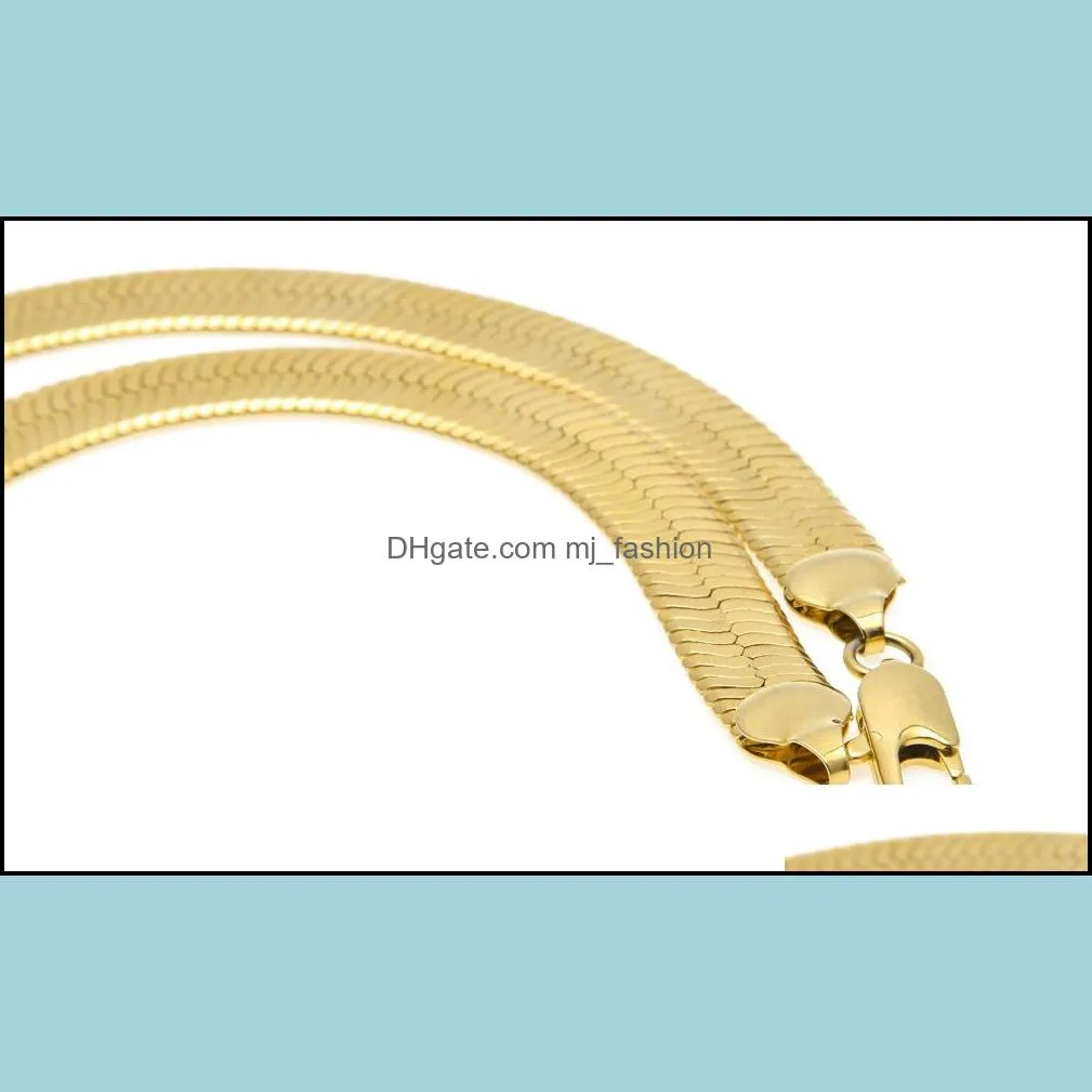 8 10 mm gold snake chain necklace mens flattened smooth snake chains 30inch for women hip hop jewelry 