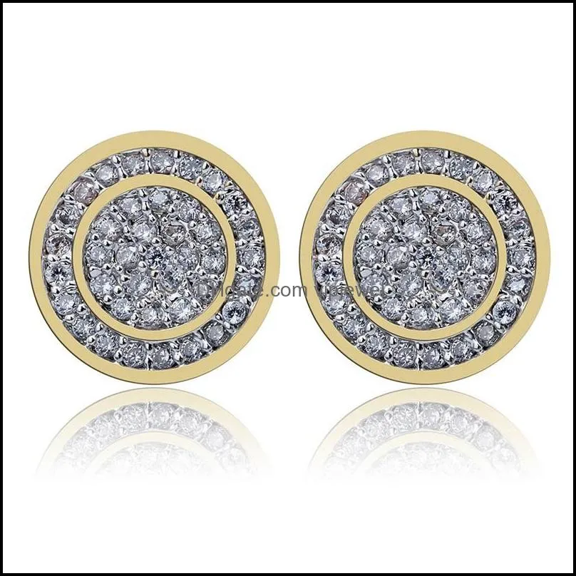  fashion earrings for mens iced out gold silver stud earrings mens diamond rock punk round earrings wedding 362 q2