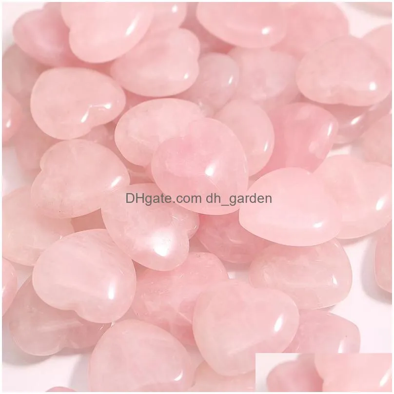 25mm love heart rose quartz stone charms reiki healing gemstone for jewelry making accessories