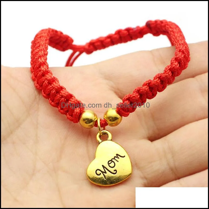 i love you mom red thread weave chain bracelets lucky jewelry for heart mother charm bangle good bless family birthday gift