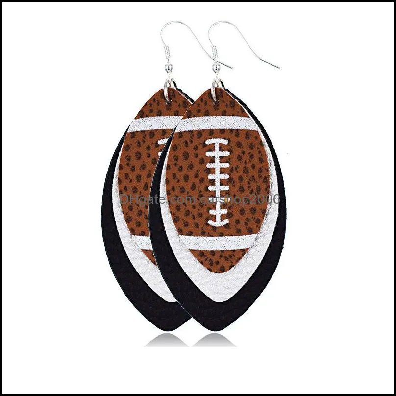 football dangle earrings multilayer pu leather drop earring european and american style for women girls charm jewelry o29fza