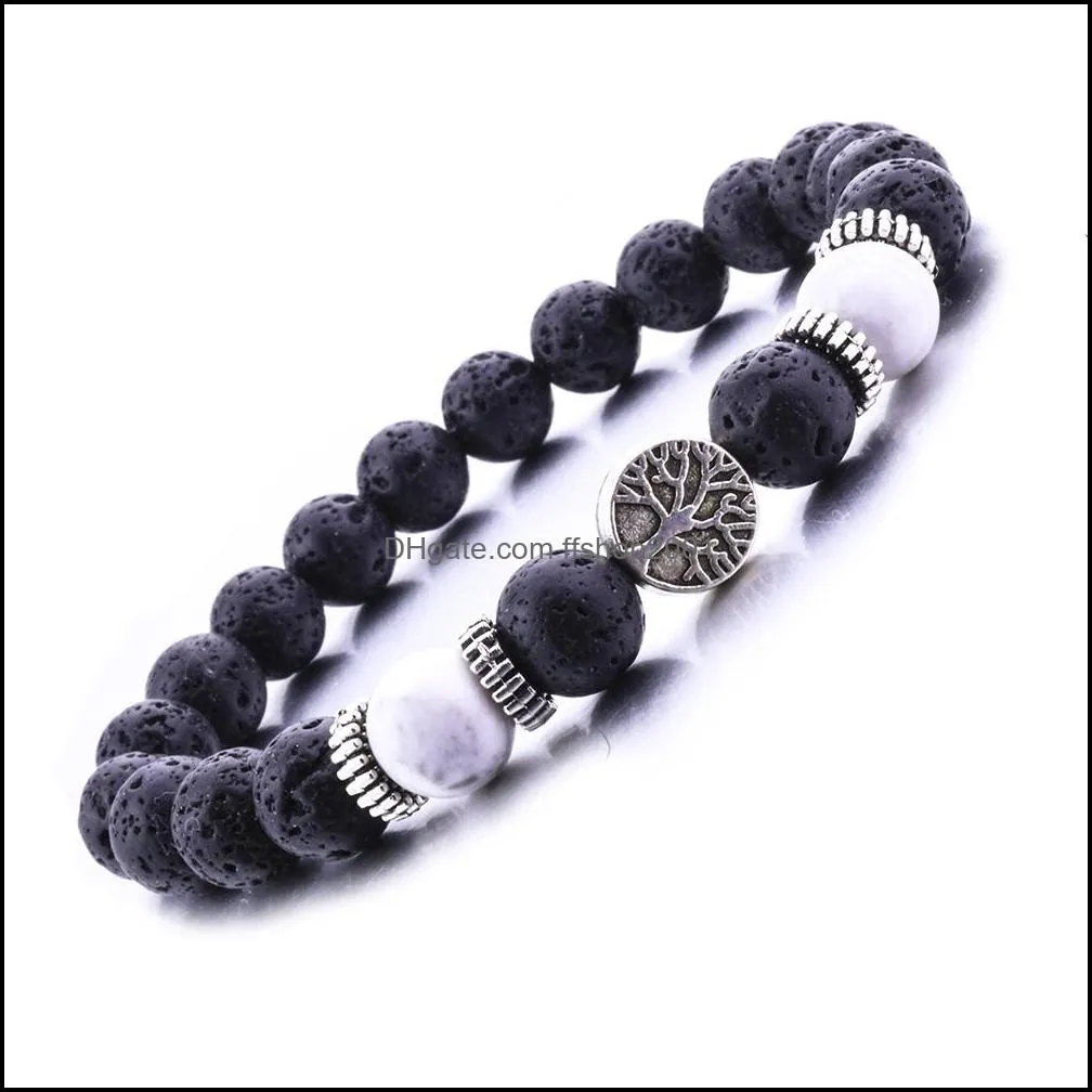 natural volcanic lava stone tree of life bracelet  oil perfume diffuser bracelets stretch yoga jewelry