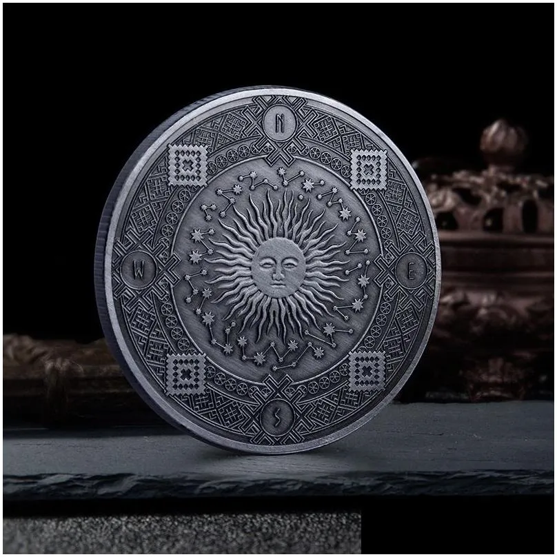 45mm colorful twelve constellations luck coin sun moon god bronze collectibles metal souvenirs gifts for horoscope