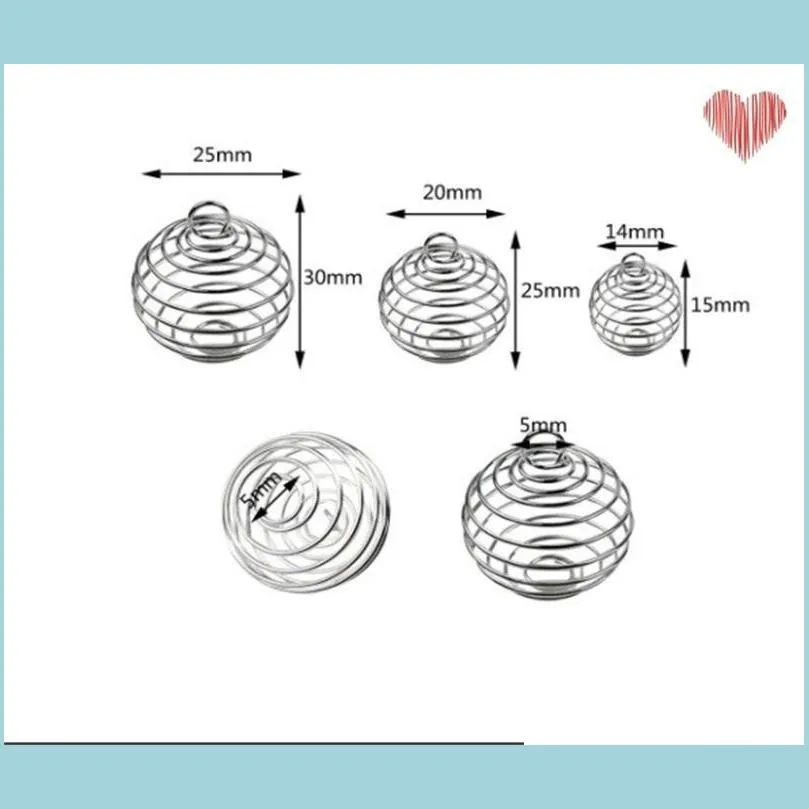 100pcs/lot silver plated charms spiral bead cages pendants findings 9x13mm jewelry finding jewelry making diy 62 n2