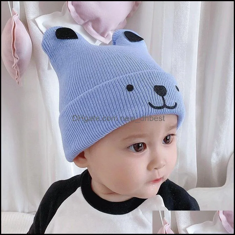 baby cartoon beanie spring autumn hat for boys girls knitted cap winter warm solid color children hat