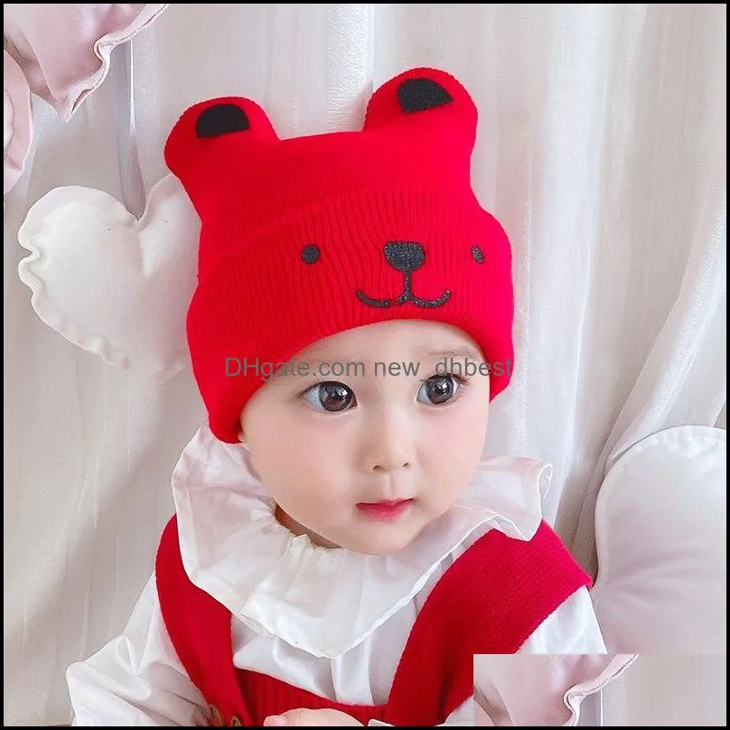 baby cartoon beanie spring autumn hat for boys girls knitted cap winter warm solid color children hat