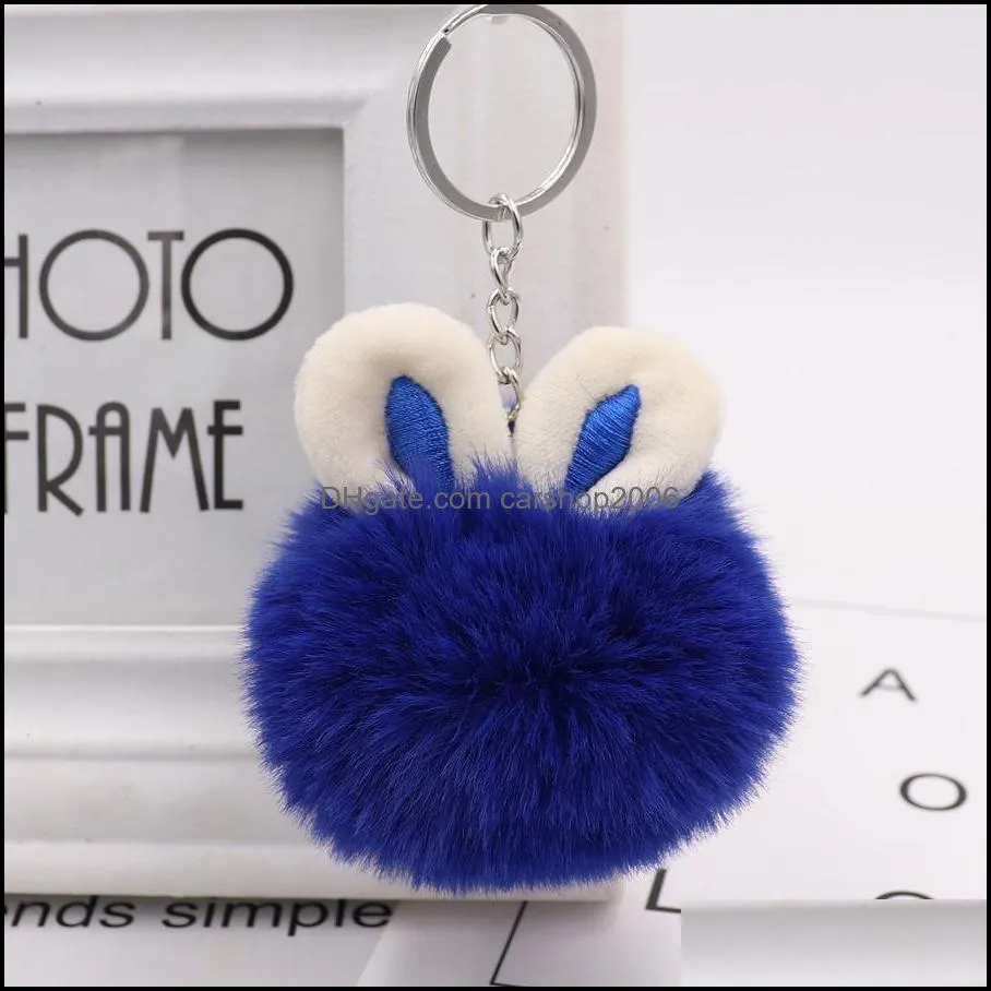 faux fur rabbit key rings 9 styles fashion fuzziness keychain bag car pendant fluffy pompom ball keyfobs holder accessories